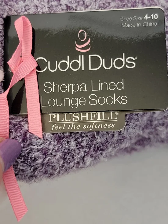 Cuddl Duds Purple Sherpa Lined Lounge Socks Size 4-10