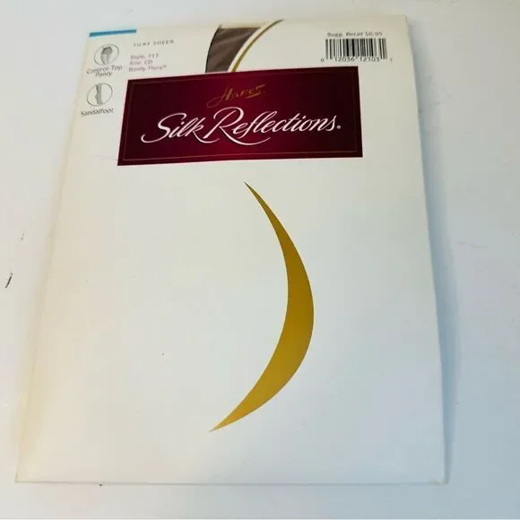 VTG Silk Reflections Silky‎ Sheer Pantyhose Size CD Barely There NIP