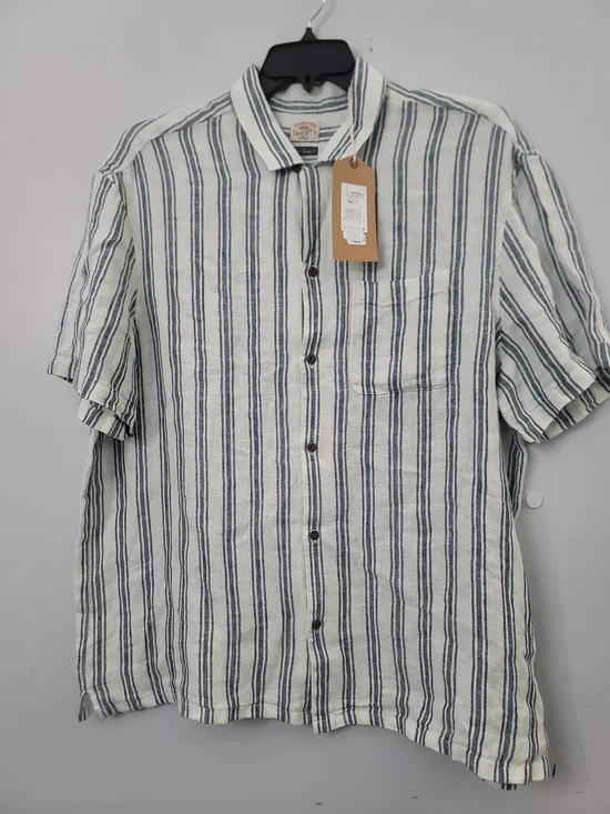 Faherty Short-Sleeve Palma Linen Camp Shirt - Ryecroft Valley Stripe