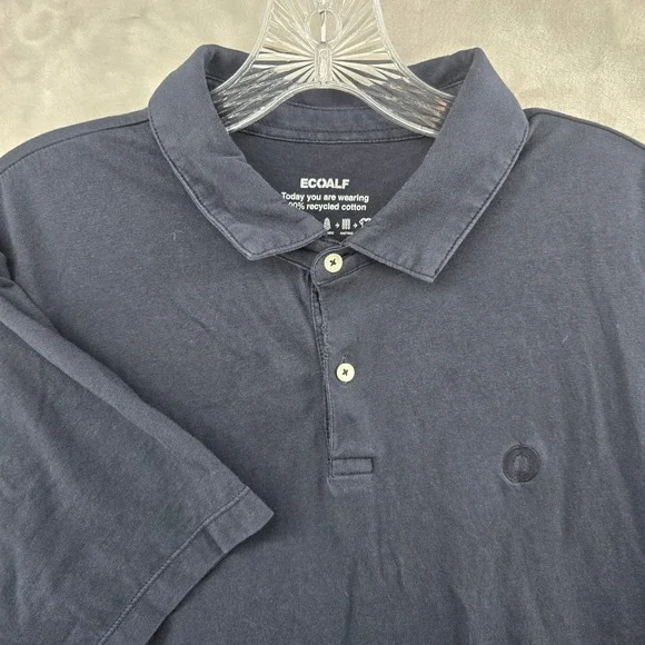 Ecoalf Polo Shirt Mens XL Navy Blue Recycled Cotton Driftwood Logo Casual