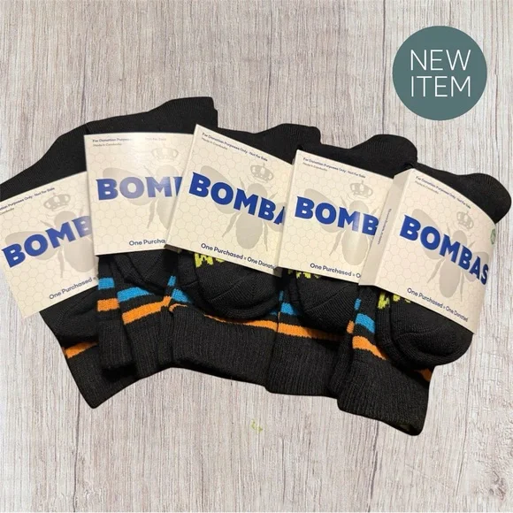 Bombas Women’s or Men’s XS 4-7 see chart Black & Blue Crew Socks 5 Pairs