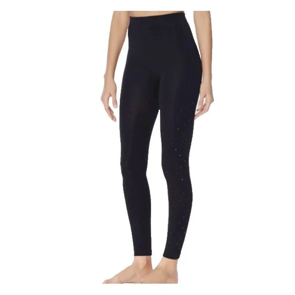 Joan Boyce Footless Tights Black Rhinestone Jeweled Tapered‎ Leg HSN 445800 M/L