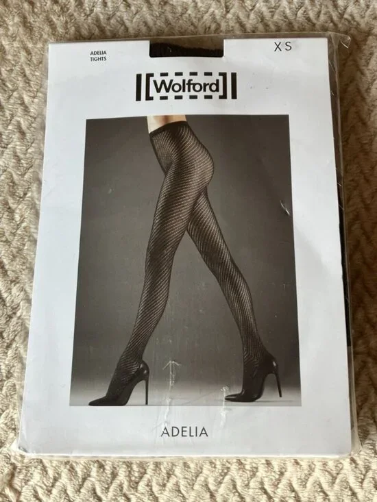 Wolford Adelia Tights Black Open-Knit Pattern Tights Size XS Sheer Pantyhose