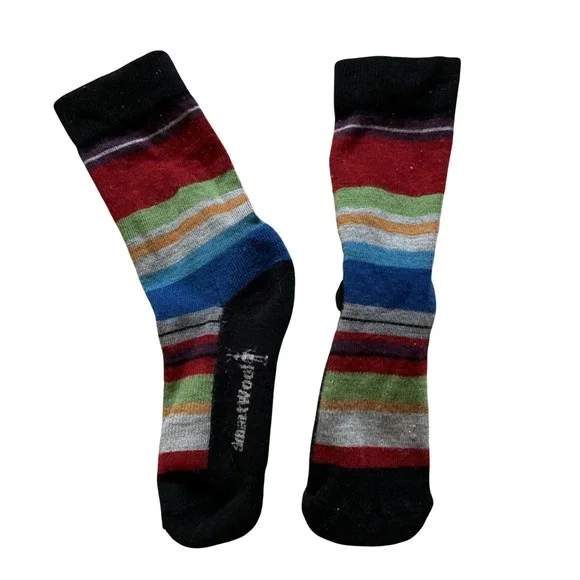 Smartwool Merino Wool Striped Crew Socks Womens Multi Color Hiking Outdoor
