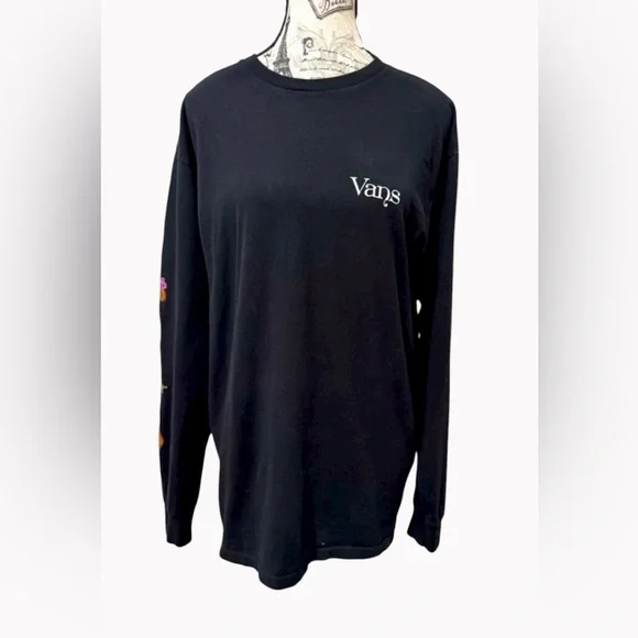 Vans Classic Fit Black Long Sleeve TEE Shirt size Sleeve detail Size M