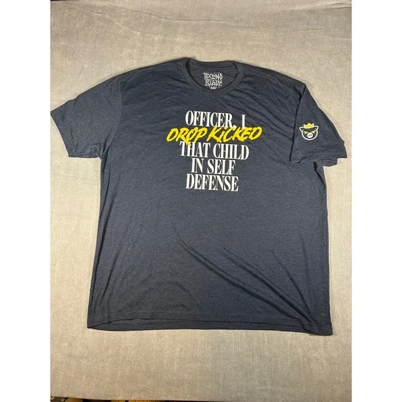 Technoblade Officer I Drop Kicked That Child T-Shirt Mens 3XL Grey Pig Logo Tee