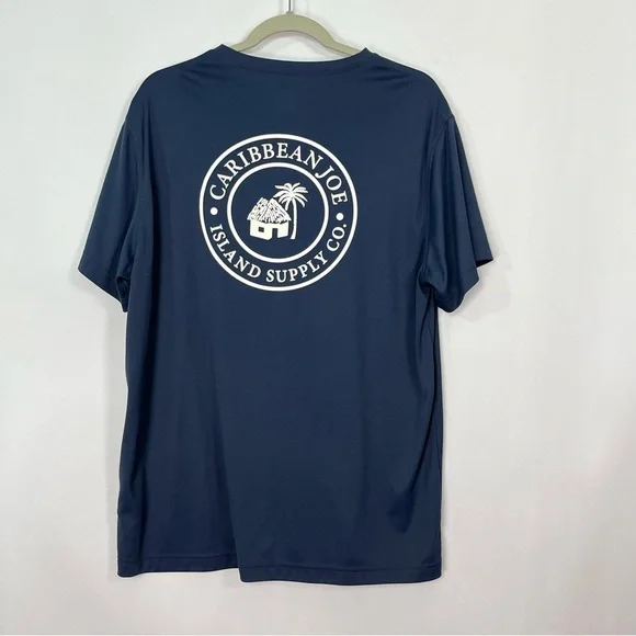 Caribbean Joe Navy Blue Quick Dry Short Sleeve T-Shirt sz Large