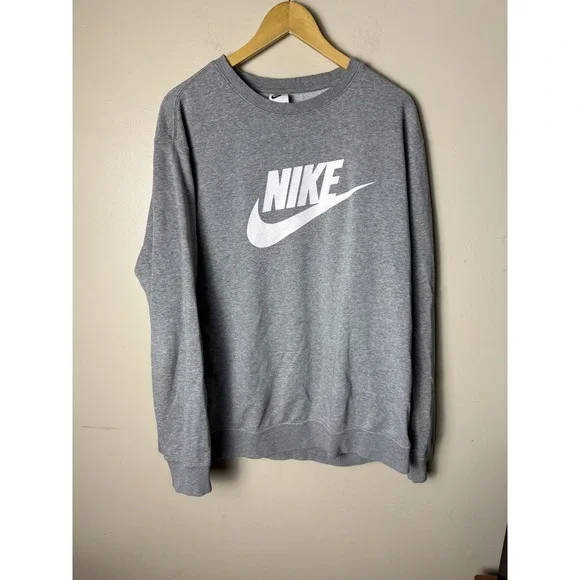 Nike Big Swoosh Logo Crewneck Sweatshirt Mens XL Grey