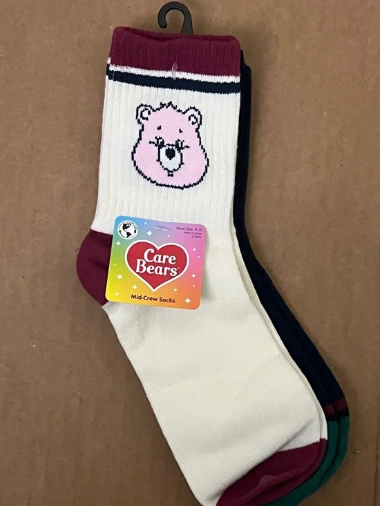 Care Bears Mid-Crew Socks 2-Pair Set Cream & Navy Multicolor