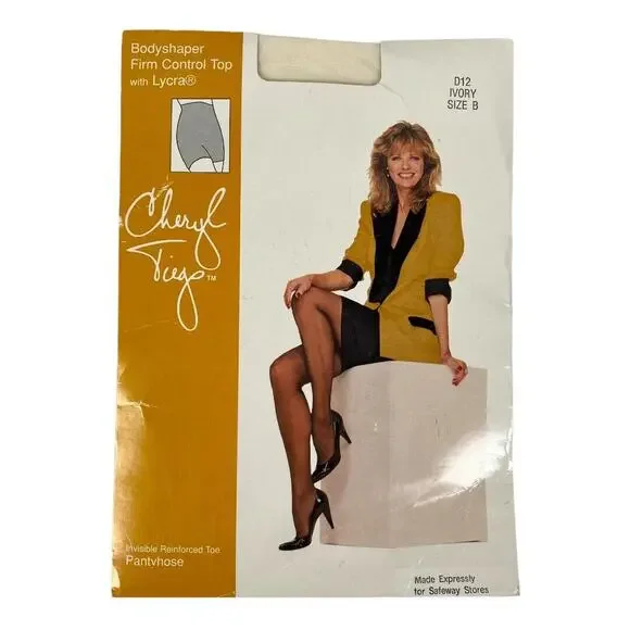Cheryl Tiegs Pantyhose Bodyshaper Firm Control Top D12 Ivory Size B NOS