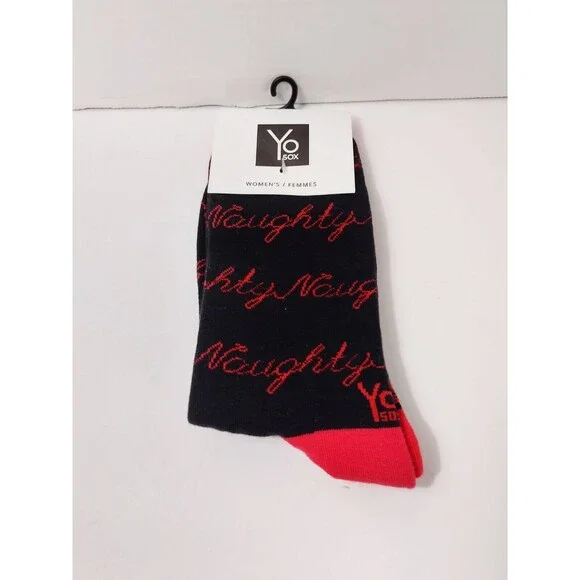 Yo Sox Naughty Black Red Women's Socks Size 6-10