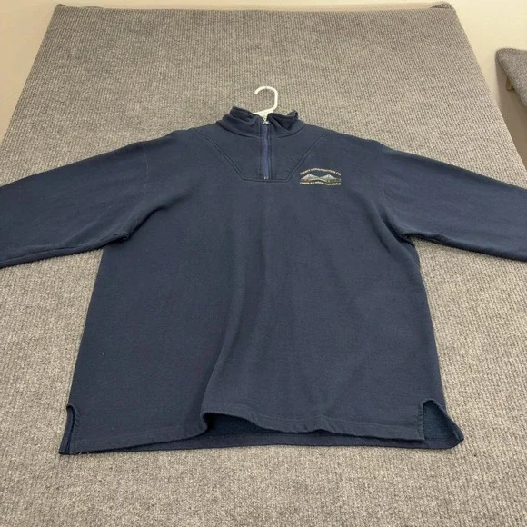 Vintage Champion Quarter Zip Sweatshirt Men XL Navy Blue Cotton Quarter Zip Work