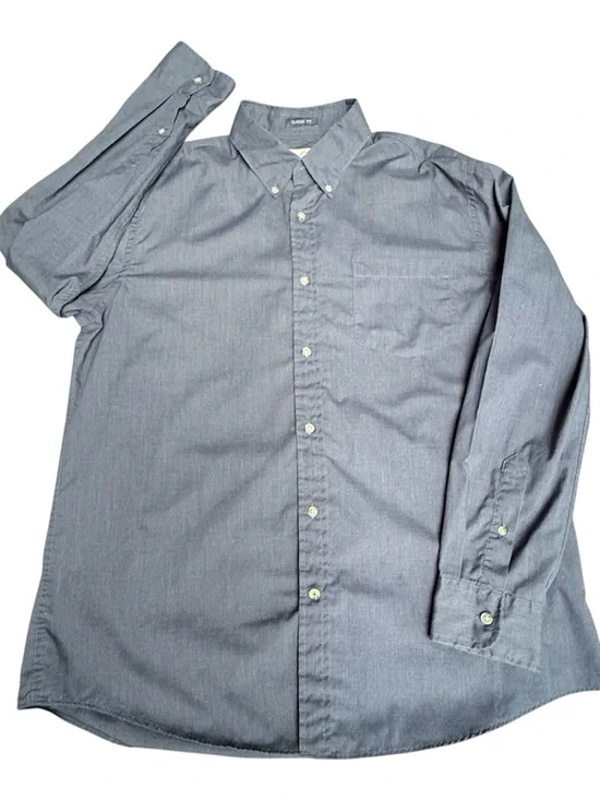 Classic Fit Gray Button Down Shirt Men’s Large Long Sleeve Dress Casual