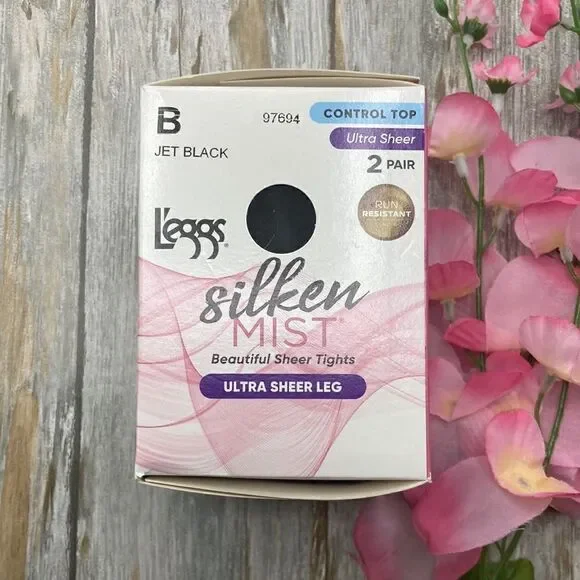 Silken Mist Ultra Sheer Leg Control Top Run Resistant Sheer Toe Pantyhose Size B