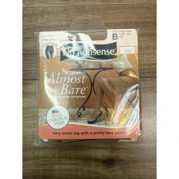 VTG No‎ Nonsense Women's B Almost Bare Beige Mist Sheer Toe Pantyhose NIP