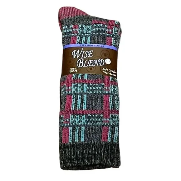 BOGO‎ Wise Blend Plaid Merino Wool Socks, Size M, NWT