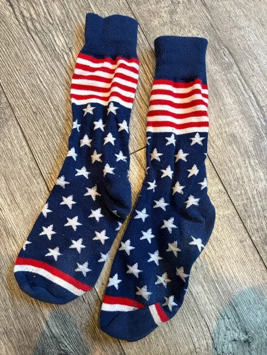 Red, White & Blue American Flag Socks 4th of July Fourth of July