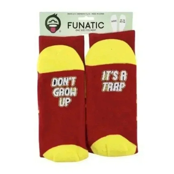 Funatic Don’t Grow Up It’s A Trap Socks - Funny Novelty Gifts Adults Parents