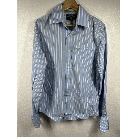 Abercrombie & Fitch Shirt Mens Large Muscle Fit Long Sleeve Striped Pocket Casua
