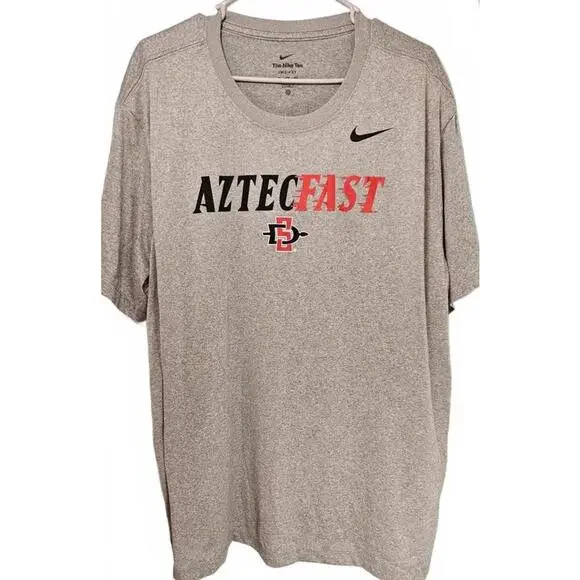 Nike AztecFast SDSU Men's‎ Gray Graphic Print Dri-Fit T-Shirt Size 3XL