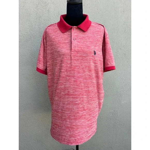 US Polo Assn Mens Polo Shirt Red Space Dye Short Sleeve L 11‎ 8028 47