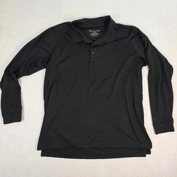 5.11 Tactical Series Mens XL Long Sleeve‎ Polo Shirt Black Performance 100% Poly