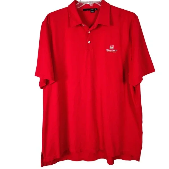 RLX Ralph Lauren Mens 3XL Red Wells Fargo Championship Golf Polo Shirt‎ preppy