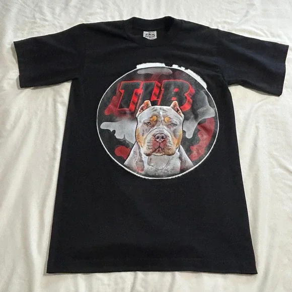 Pro 5 Super Heavy‎ Mens T-Shirt Small Black Pitbull TLB Graphic Tee Cotton S