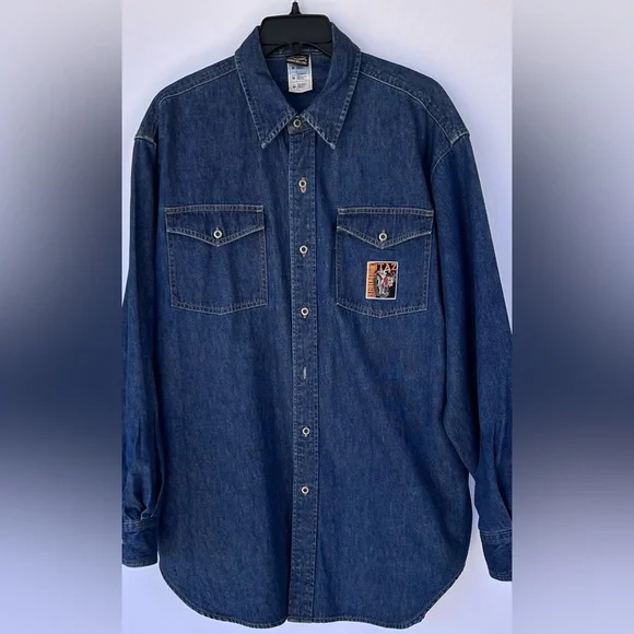 Harley Davidson x Warner Bros Taz Men’s Denim Button‎ Up Shirt Size Medium