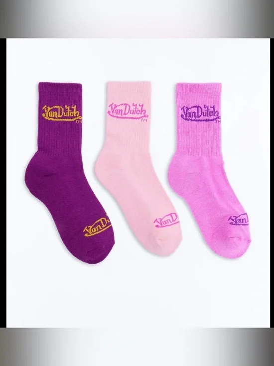 Von Dutch Logo Crew Socks 3 Pack