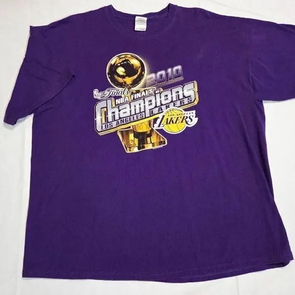 LOS ANGELES LAKERS 2010 NBA FINALS CHAMPIONS PURPLE T-SHIRT MENS SIZE 2XL XXL