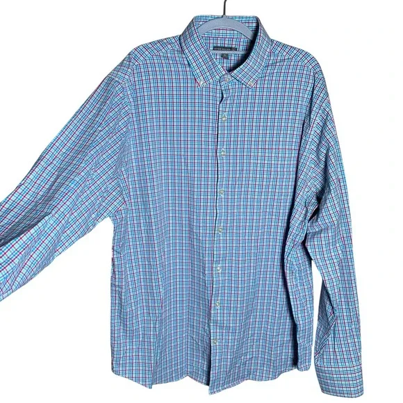 Peter‎ Millar Summer Comfort Shirt Mens XL Blue Plaid Performance Country Club