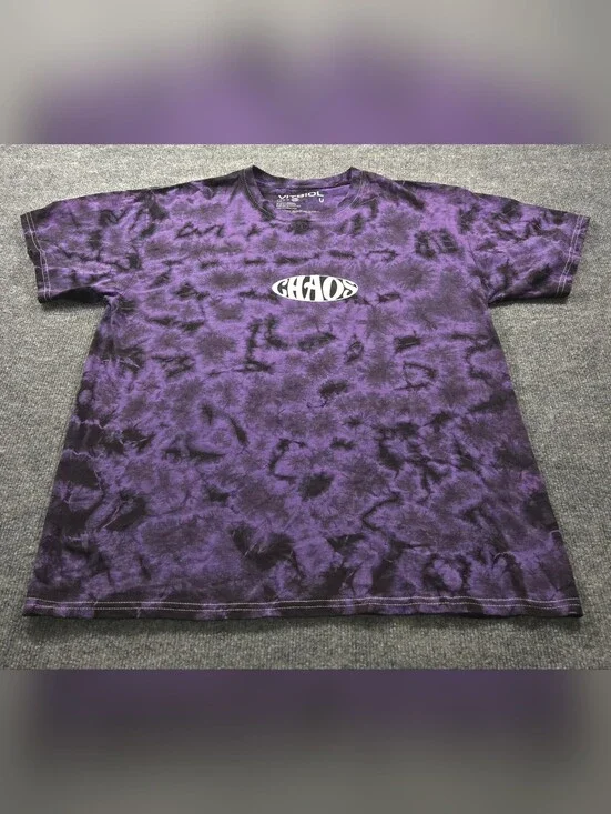 Vitriol Chaos Mayhem Purple Black Tie Dye Graphic Tee‎ L