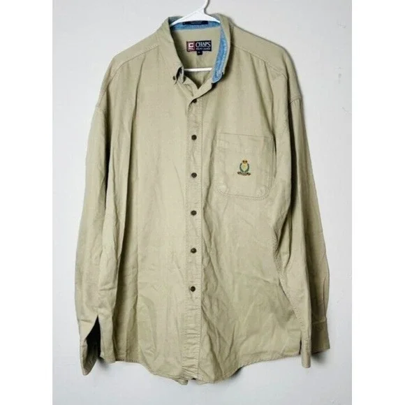 Ralph Lauren Chaps Shirt Mens‎ Tan Size XL Long Sleeve Button Down