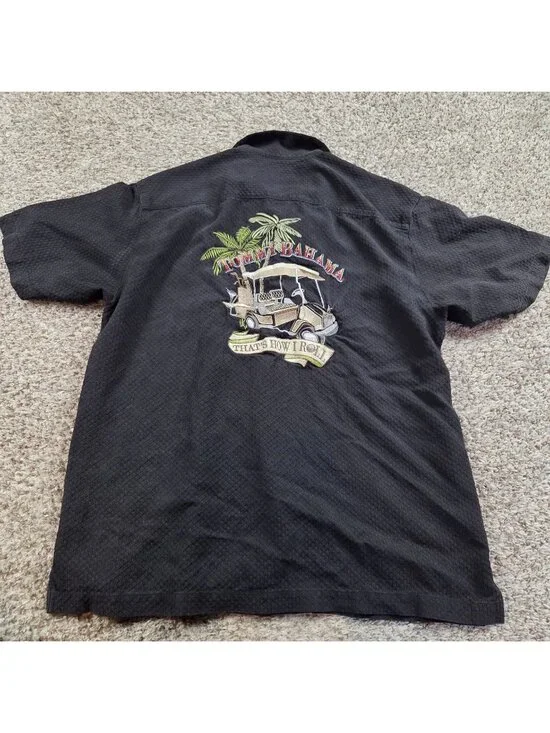Tommy Bahama Shirt Mens Large That's How I Roll Silk Blend Short Sleeve Fade