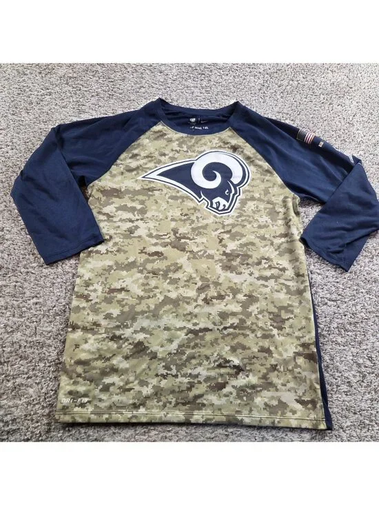 Nike LA Rams Salute To Service  T-Shirt Adult Small Camo Dri Fit NFL 1/2 Sleeve