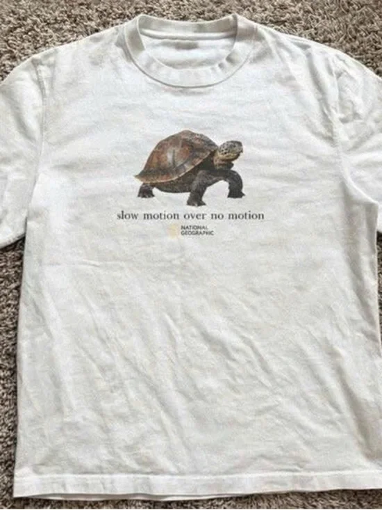 Gildan White Short Sleeve T-Shirt with Turtle Graphic
