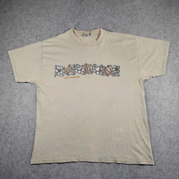 Vintage Hanes Beefy-T North Shore Hawaii Sea Turtle Graphic T-Shirt Tan‎ XL 7974