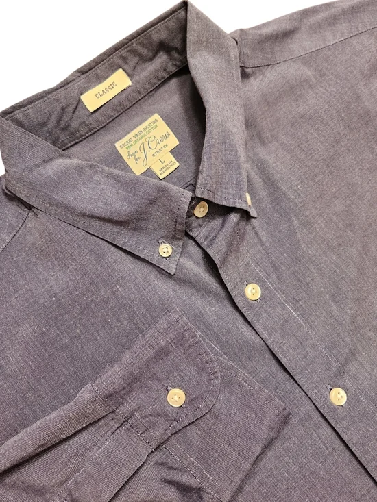J. Crew Men's Large Stretch Button-Down Shirt Heathered Blue Gray Office Preppy