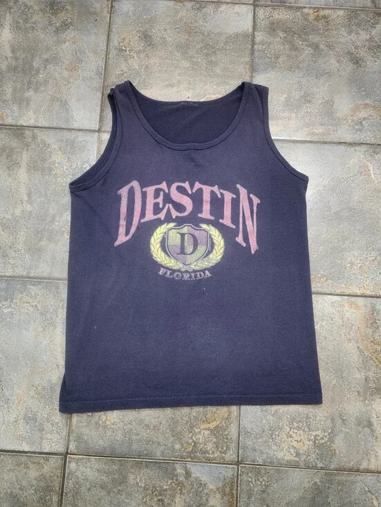 Vintage 90s Destin Florida Men's Medium/Large Beach Tank Top Sleeveless T Shirt