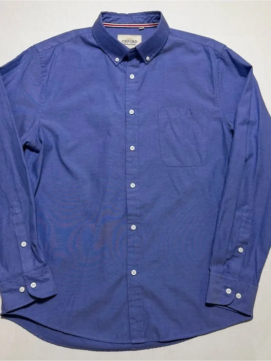 Oxford Men's Luxury Collection Casual Button-Down Shirt in Deep Blue