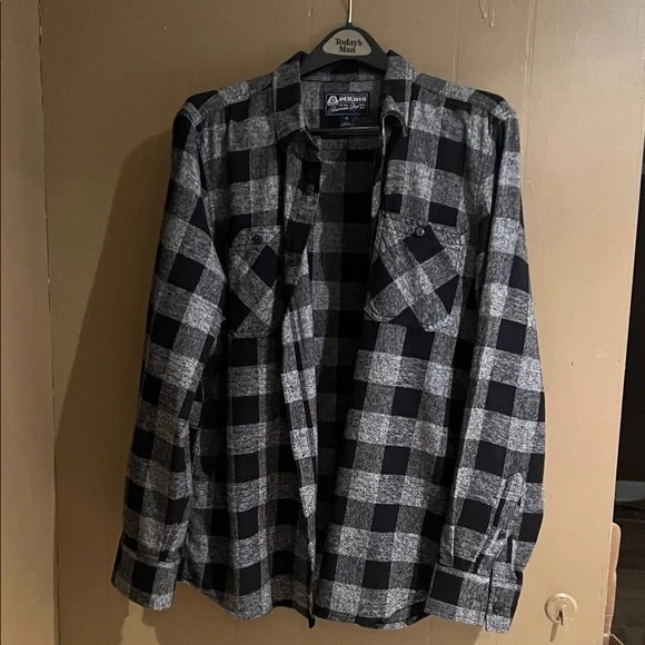 American Rag Mens Black and Gray Checkered Flannel Plaid Shirt  Sz XL NWOT