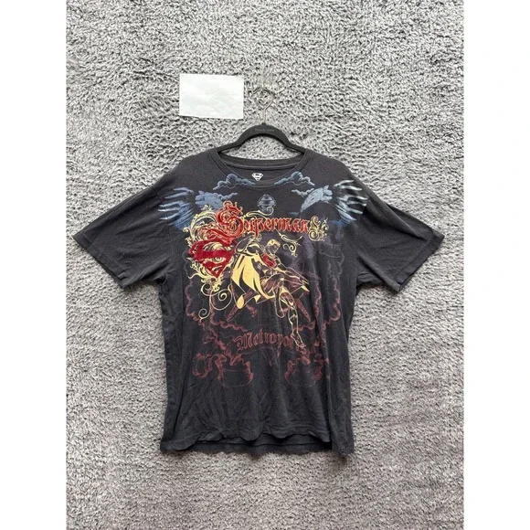 Vintage Y2K DC Comics Superman Returns Graphic Short Sleeve T-Shirt Black Size L