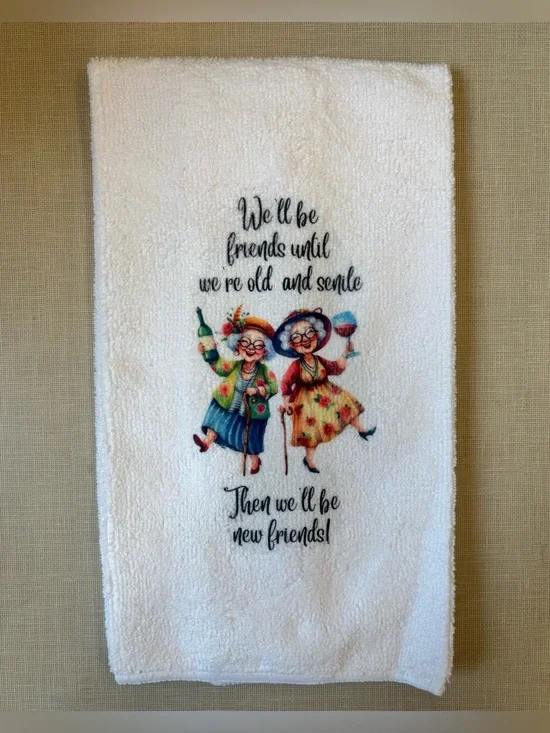 NEW White Novelty Bath Towel with Colorful Friends Design