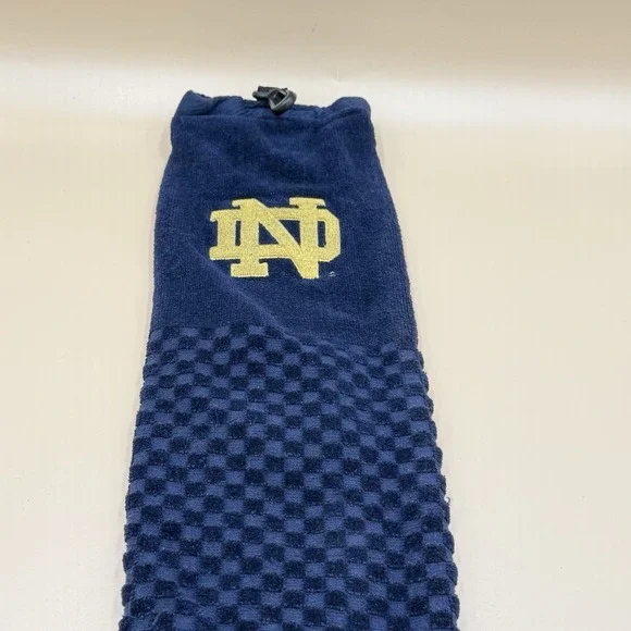 Team Golf Notre Dame Fighting IrishGolf Towel Blue Check Embroidered Logo Cotton