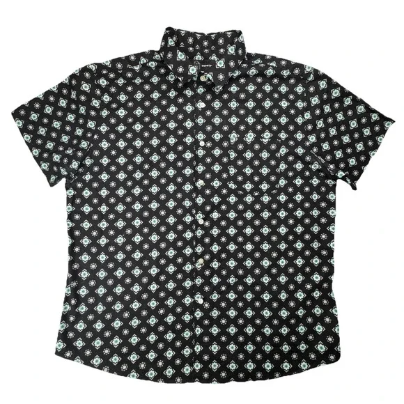 Original‎ Use Mens Short Sleeve Shirt XL Cotton Geometric Medallion Casual Black