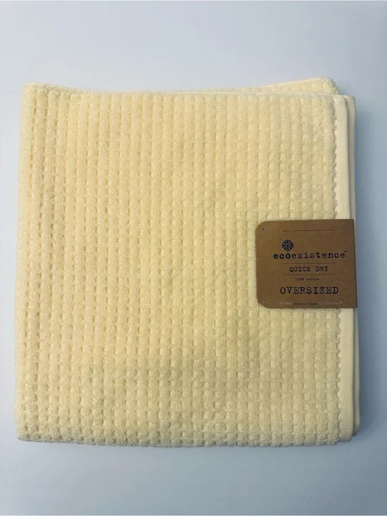 1pc ECOEXISTENCE Oversized Quick Dry 100% Cotton Bath Towel Set -Butter Yellow