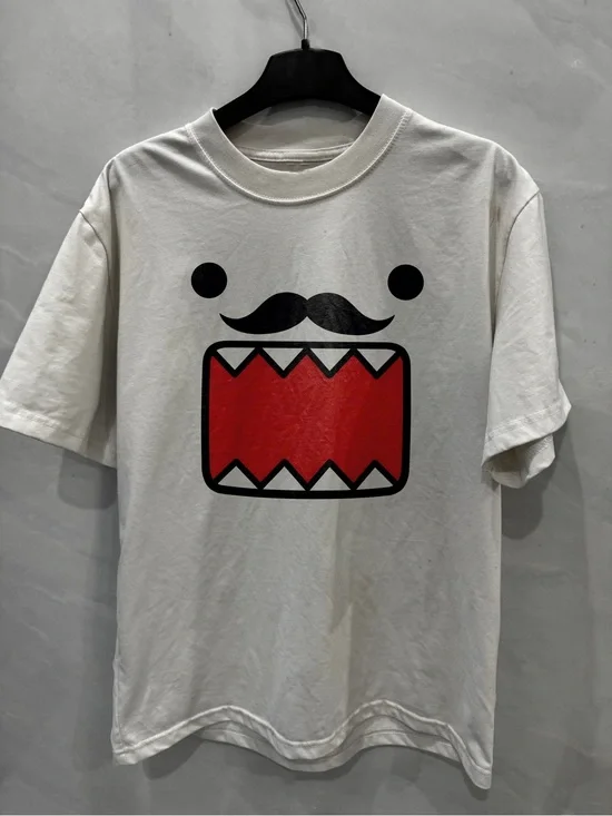 Gildan White Tee with Red Monster Mouth and Black Mustache