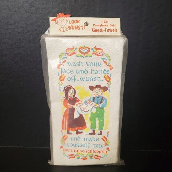 Vtg Pennsylvania Dutch‎ Guest Towels Paper Napkins Colorful Printed Design NOS