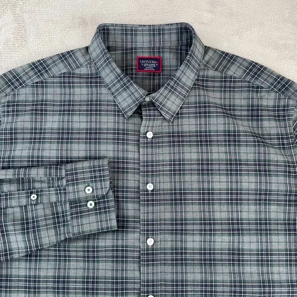 UNTUCKit‎ Devitt Shirt Men 3XLT Tall Gray Plaid Wrinkle Free Long Sleeve NWOT